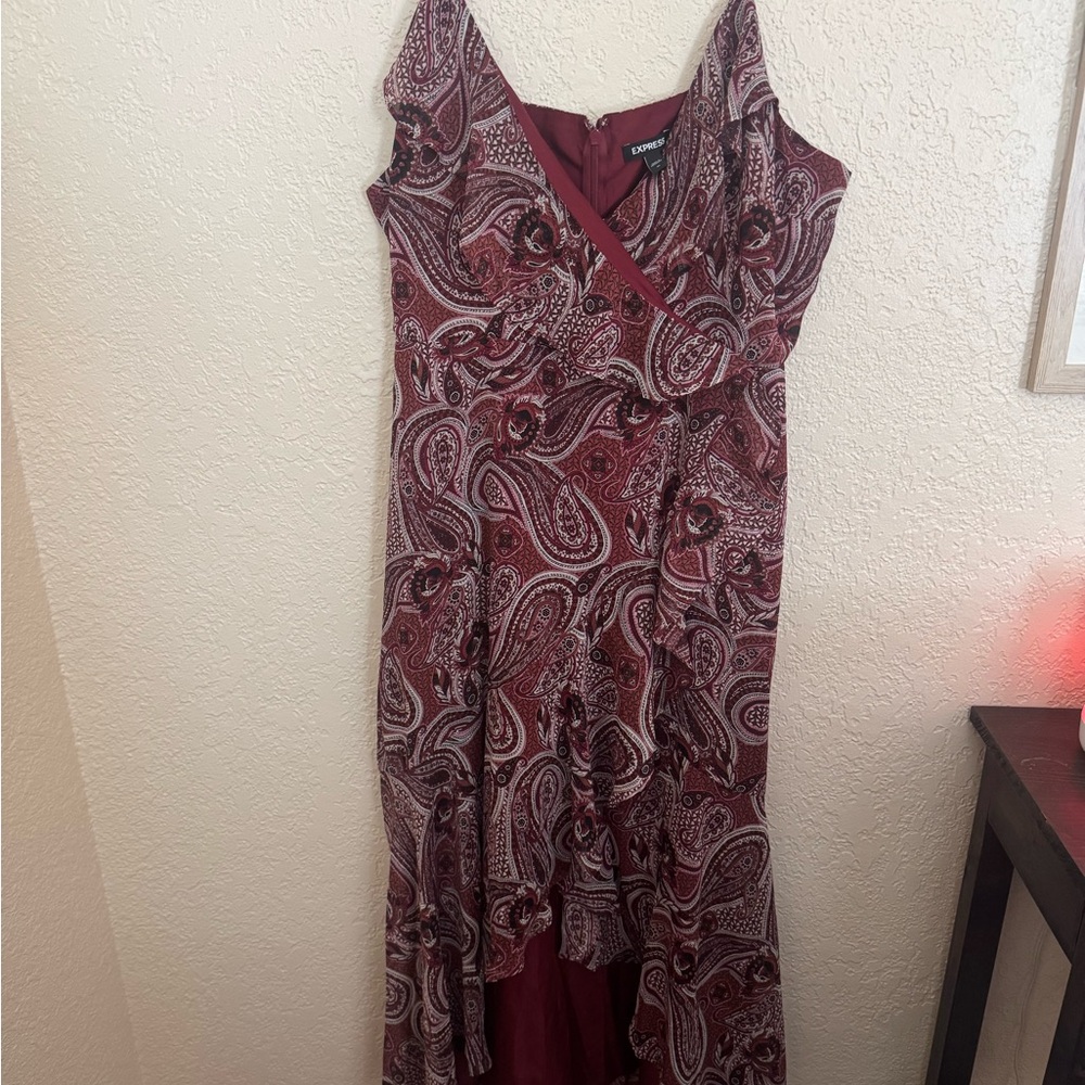 Express Maroon Paisley High-Low Dress